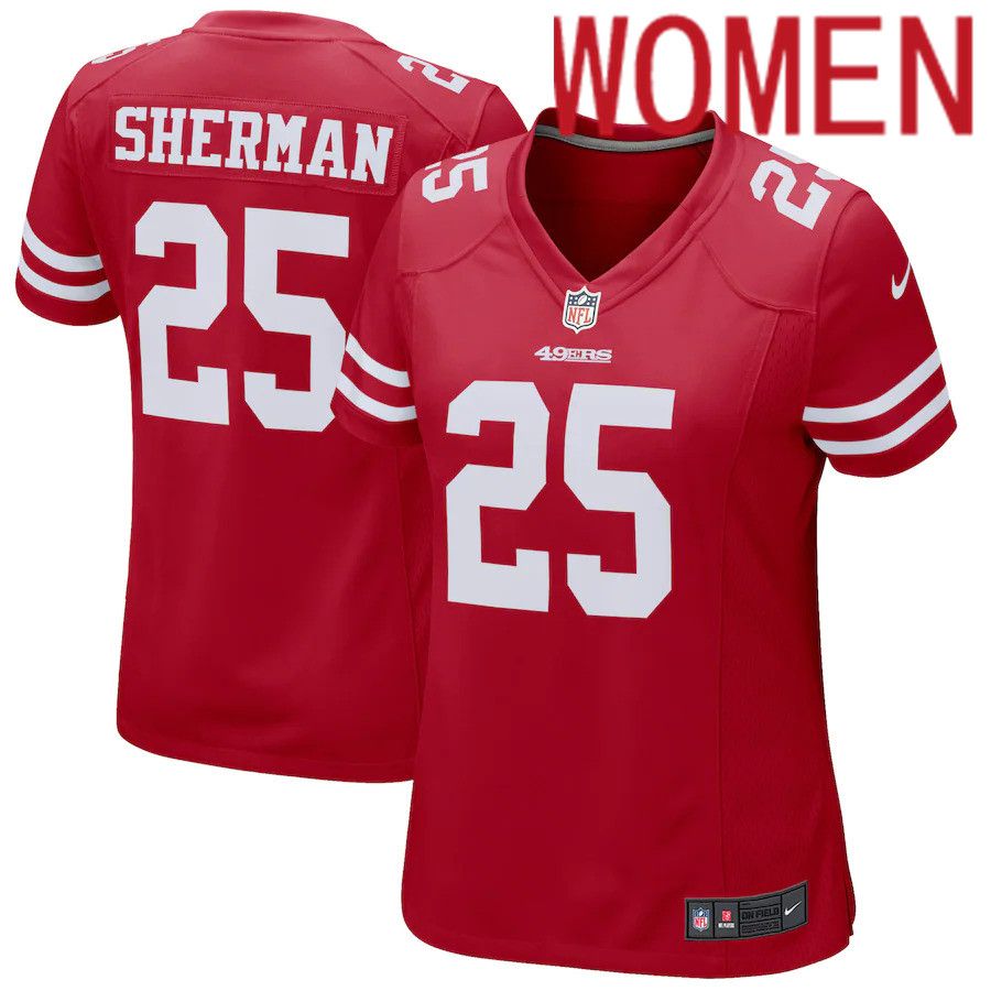 Women San Francisco 49ers 25 Richard Sherman Nike Scarlet Game Player NFL Jersey